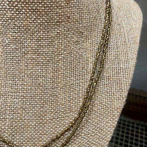 Handmade Brass Seed Bead and Gold Tone Toggle Clasp Necklace - Picture 13 of 13
